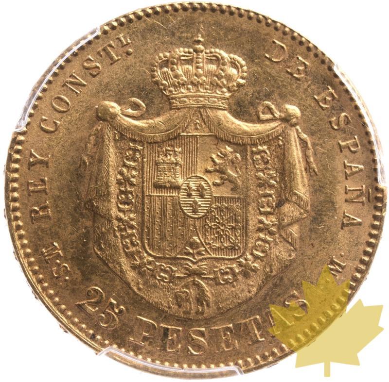 SPAGNA-1881-MS-M-25 PESETAS-ALFONSO XII-PCGS MS62 - 20250114140136_ESPAGNE-1881-25PESETAS-R.jpeg