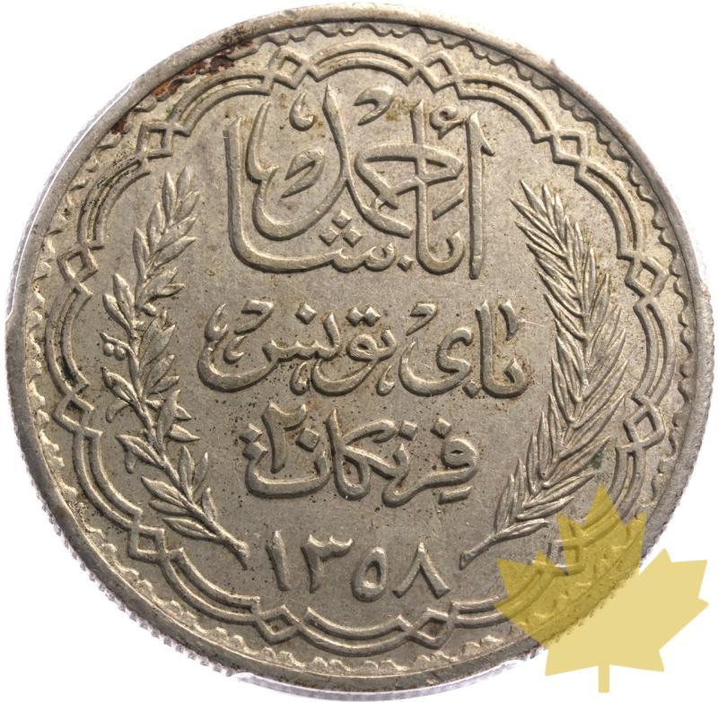 TUNISIA-1939-20 FRANCS-AHMAD II-PCGS MS62 - 20250114140245_TUNISIE-1939-20FRANCS-A.jpeg