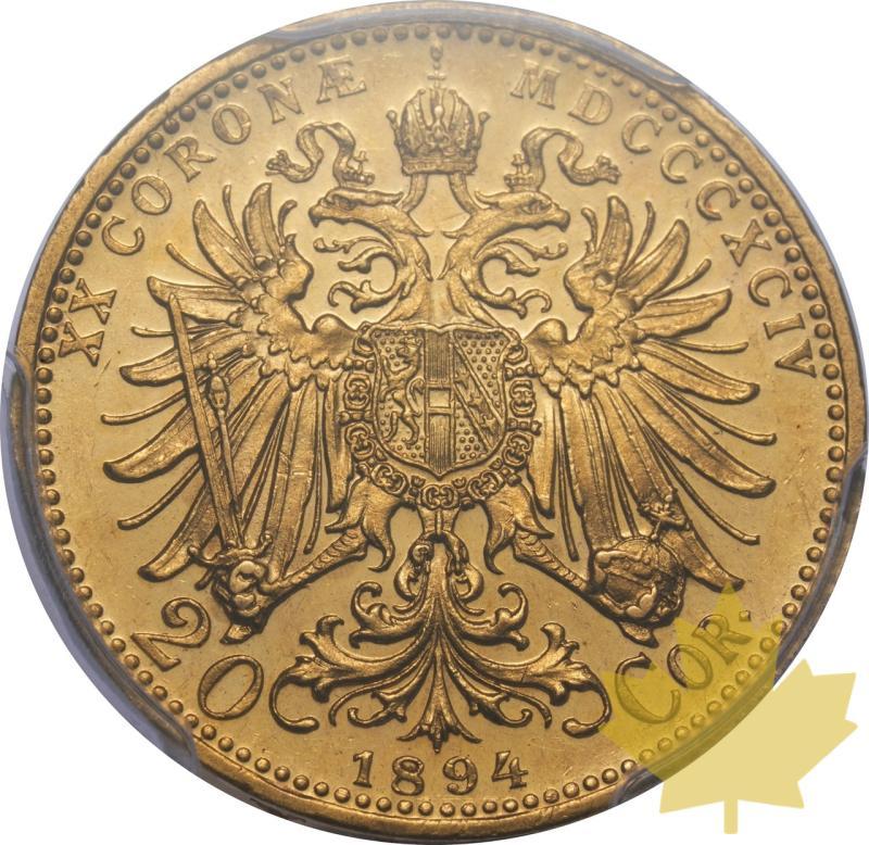 AUTRICHE-1894-20 CORONA-FRANCIS JOSEPH I-PCGS AU58 - 20250218091534_AUSTRIA-1894-20CORONA-r.jpeg