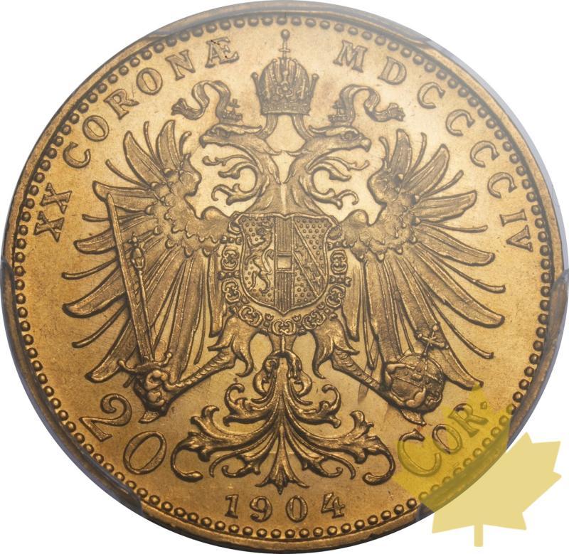 AUSTRIA-1904-20 CORONA-FRANCIS JOSEPH I-PCGS MS62 - 20250218102641_AUSTRIA-1904-20CORONA-r.jpeg