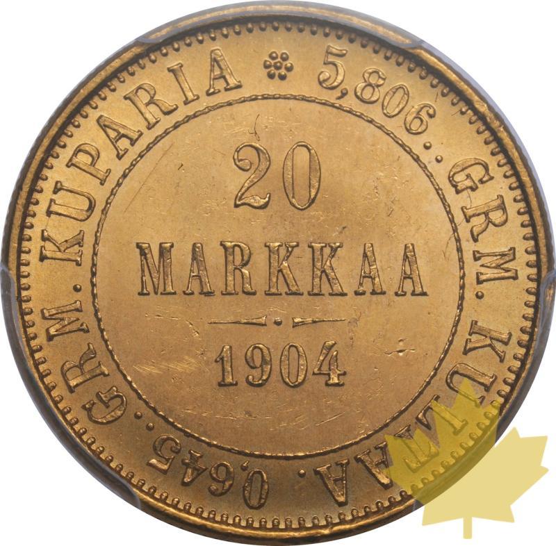 FINLANDIA-1904-L-20 MARKKAA-NICHOLAS II-PCGS MS64 - 20250218120014_FINLAND-1904-L-20MARKKAA-r.jpeg