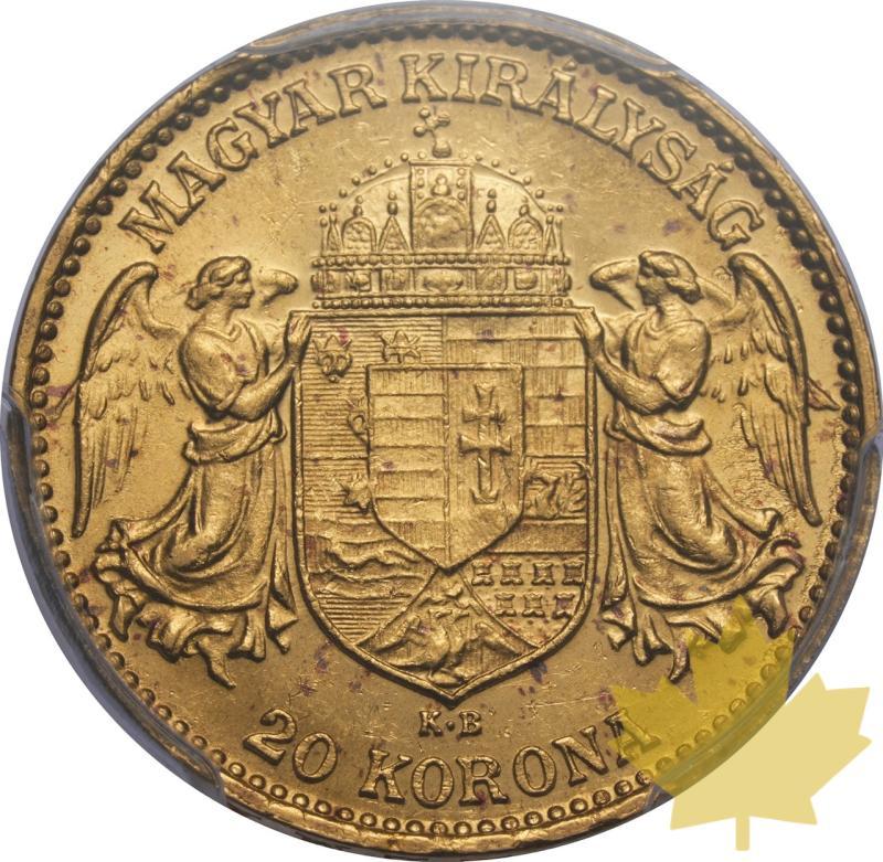 UNGHERIA-1914-KB-20 KORONA-FRANCIS JOSEPH I-PCGS MS61 - 20250218133754_HUNGARY-1914-KB-20KORONA-r.jpeg