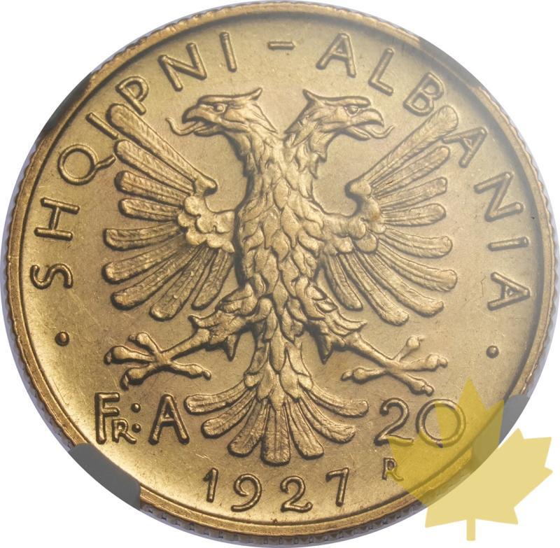 ALBANIA-1927-R-20 FRANGA-ZOG I-NGC AU58 - 20250218143558_albania-1927-r-20-franga-r.jpeg