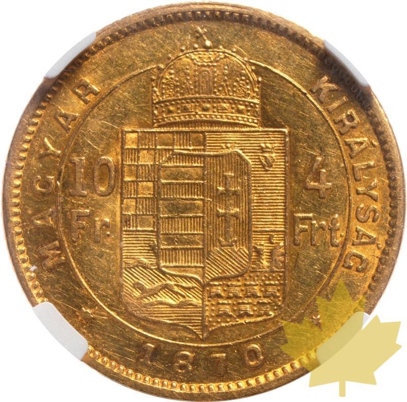 HUNGARY-1870-KB-10 FRANCS-FRANCIS JOSEPH I-NGC XF40 - 20250220083159_HUNGARY-1870-KB-10FRANCS-r.jpeg