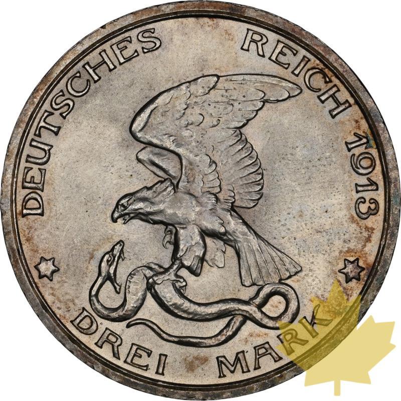 GERMANIA-1913-A-3 MARK-WILLIAM II-NGC MS65 - 20250408165035_ALLEMAGNE-1913-A-3MARK-r.jpeg