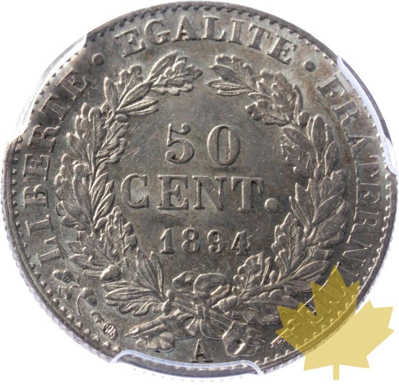 FRANCE-1894-A- 50 CENTIMES Cérès-PCGS MS62 - 20250424143258_FRANCE-1894-A-50CENT-r.jpeg