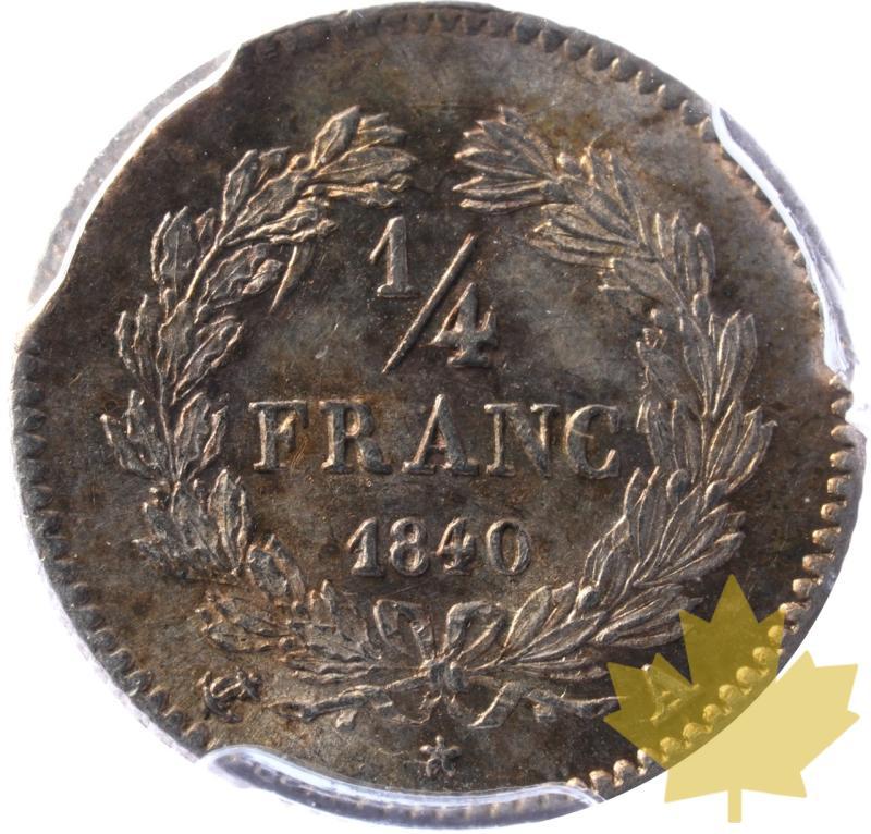 FRANCE-1840-A-1/4 FRANCS-LOUIS PHILIPPE-PCGS MS63 - 20250424164046_FRANCE-1840-A-14FRANCS-r.jpeg