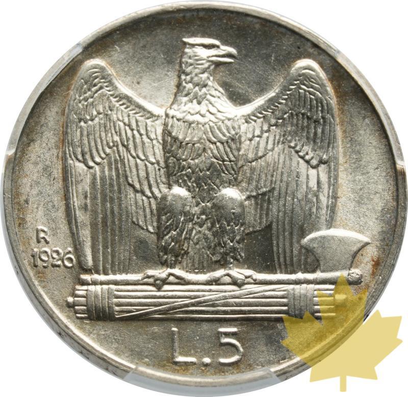 ITALIE-1926-R-5 LIRE-VITTORIO EMANUELE III-PCGS MS63 - 20250425135054_ITALY-1926-R-5LIRE-r.jpeg