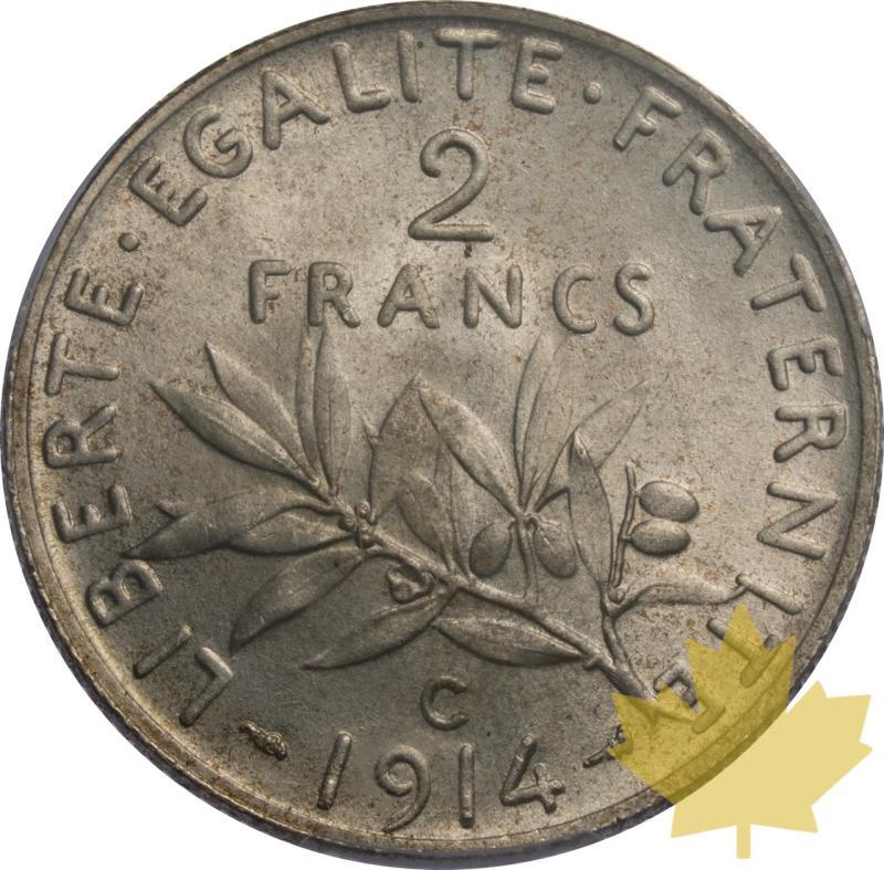FRANCE-1914-C-2 FRANCS SEMEUSE-PCGS MS63 - 20250526140641_FRANCE-1914-C-2FRANCS-r.jpeg