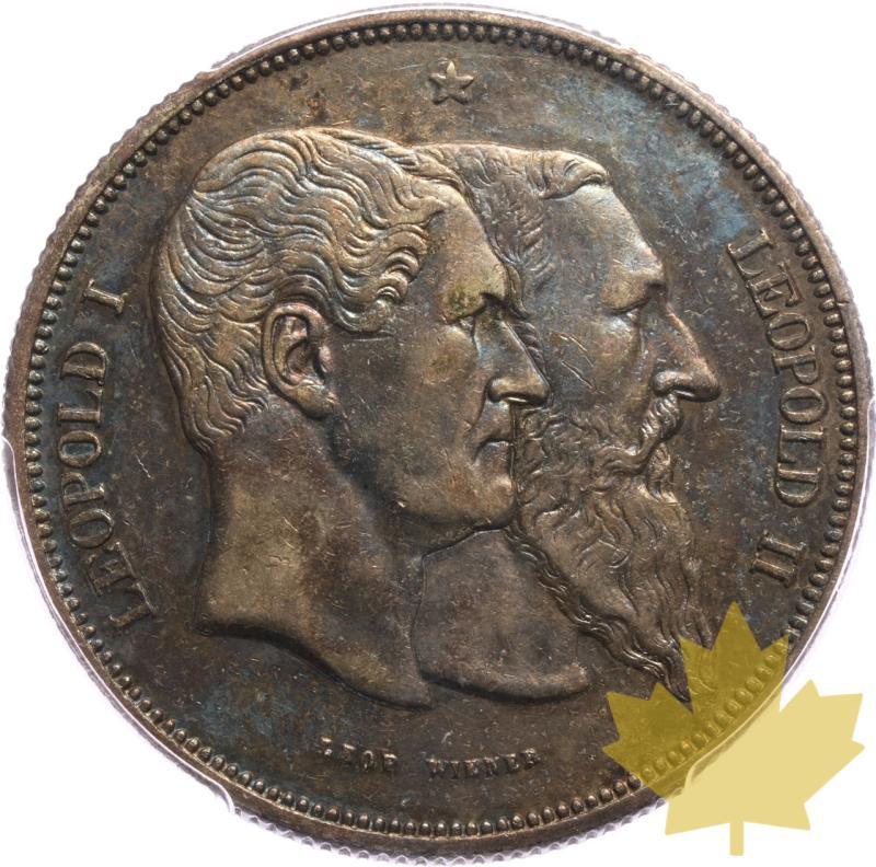 BELGIO-1880-5 FRANCS-LEOPOLD II-PCGS AU50 - 20250526153522_BELGIUM-1880-5FRANCS-a.jpeg