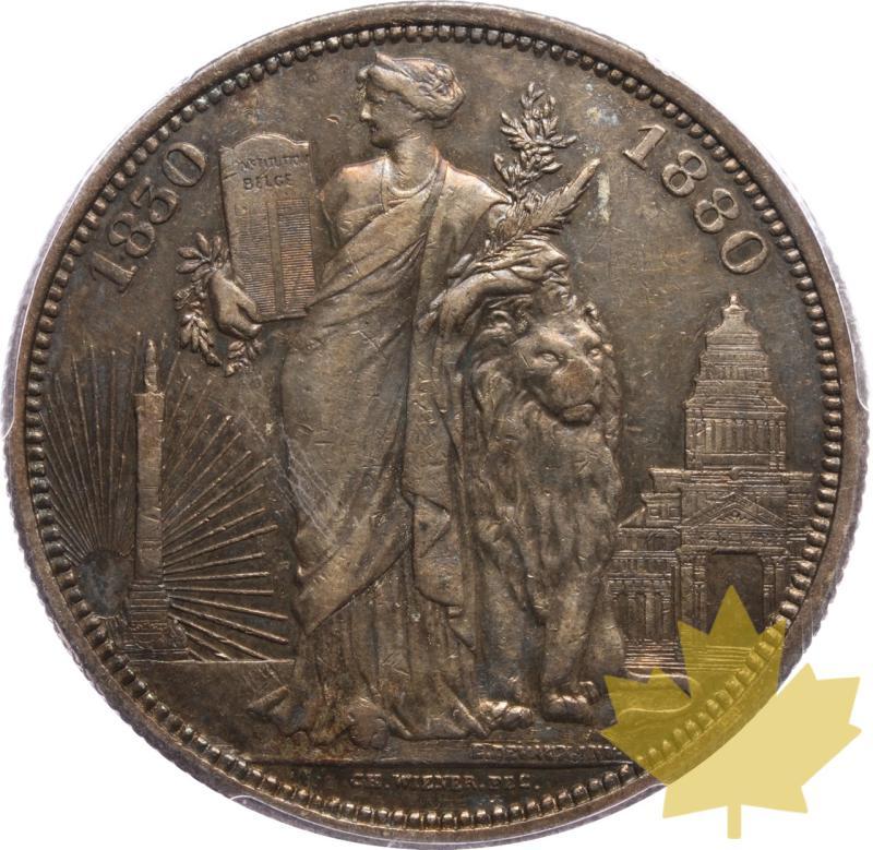 BELGIO-1880-5 FRANCS-LEOPOLD II-PCGS AU50 - 20250526153522_BELGIUM-1880-5FRANCS-r.jpeg