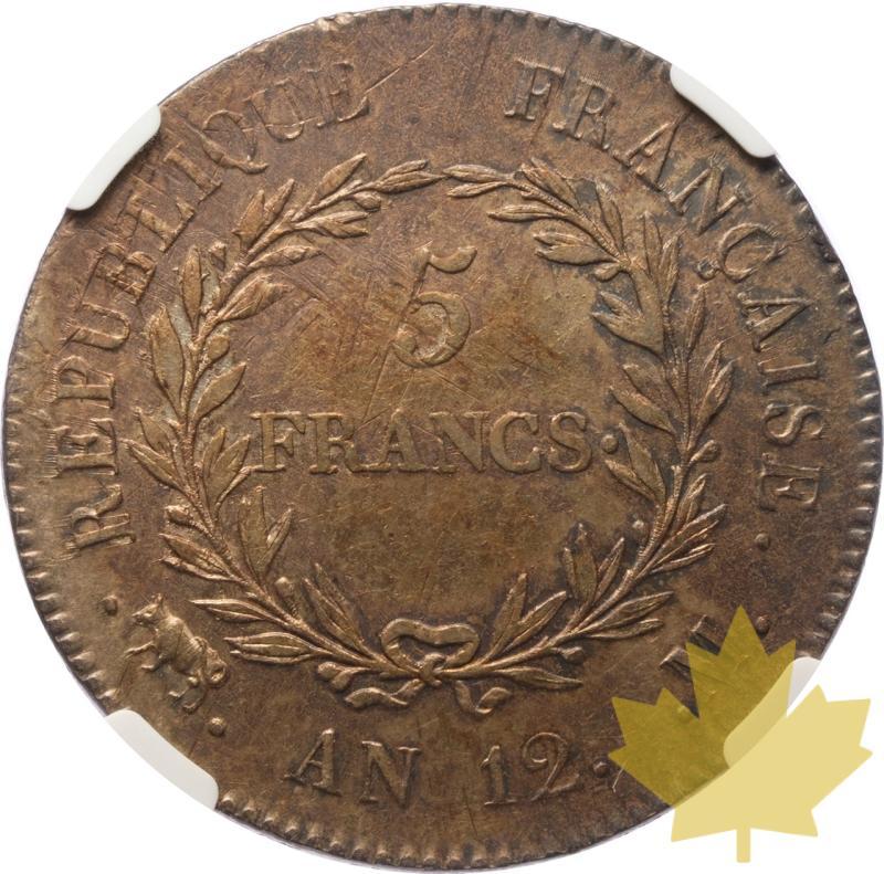 FRANCE-AN 12M-5 FRANCS-BONAPARTE PREMIER CONSUL-NGC AU55 - 20250527150657_FRANCE-AN12-5FRANCS-BONAP-r.jpeg
