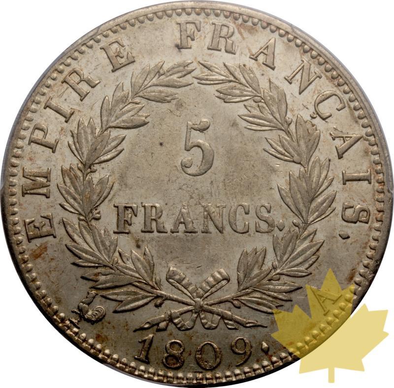FRANCE-1809 A-5 FRANCS-NAPOLEON EMPEREUR-PCGS AU55 - 20250527162437_FRANCE-1809A-5FRANCS-r.jpeg