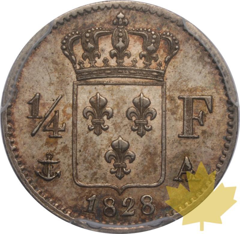 FRANCE-1828 A-1/4 FRANC-CHARLES X 1824-1830-PCGS MS63 - 20250527170621_FRANCE-1828A-14FRANC-r.jpeg