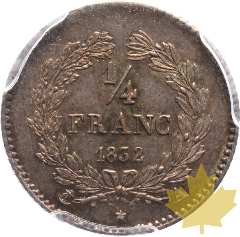 FRANCE-1832A-1/4 FRANC-LOUIS PHILIPPE-PCGS MS64 - 20250528103807_FRANCE-1832A-14FRANC-r.jpeg