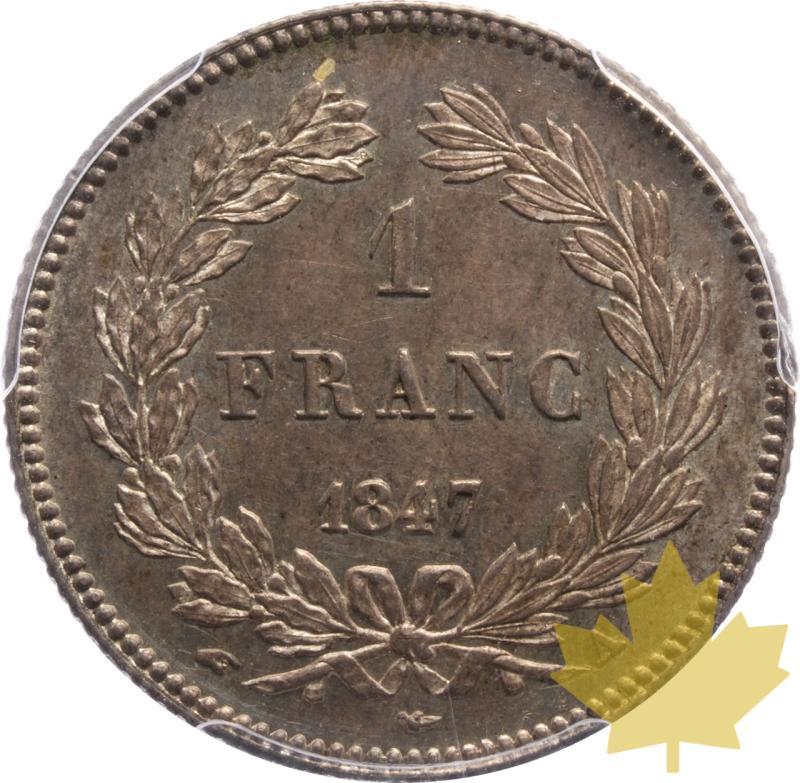 FRANCE-1847A-1 FRANC-LOUIS PHILIPPE-PCGS MS62 - 20250528112151_FRANCE-1847A-1FRANC-LOUIS-r.jpeg
