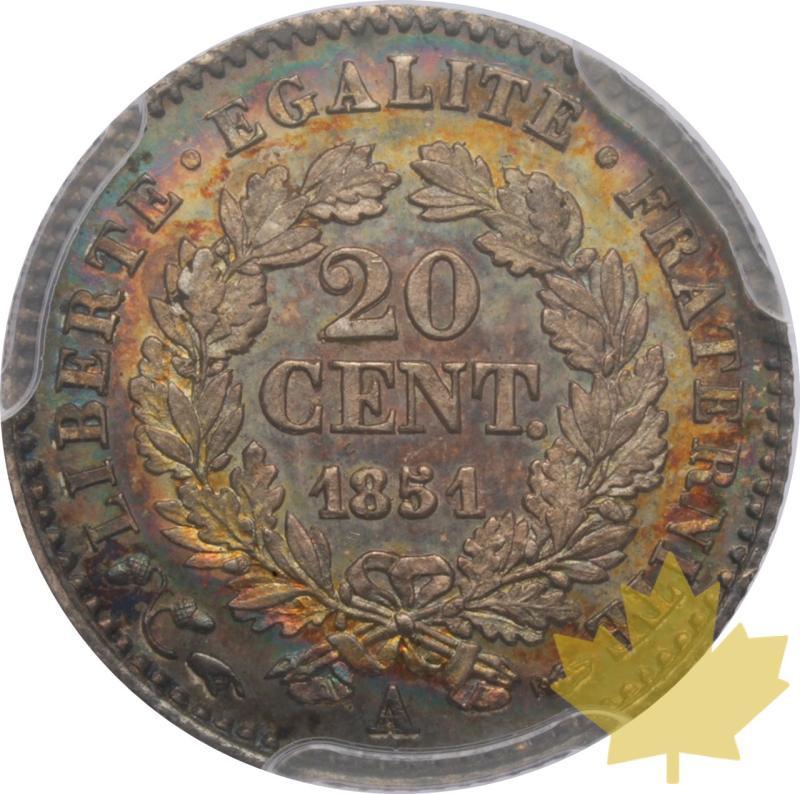 FRANCE-1851A-20 CENTIMES-Deuxième République-PCGS MS64 - 20250528114501_FRANCE-1851A-20CENTIMES-r.jpeg