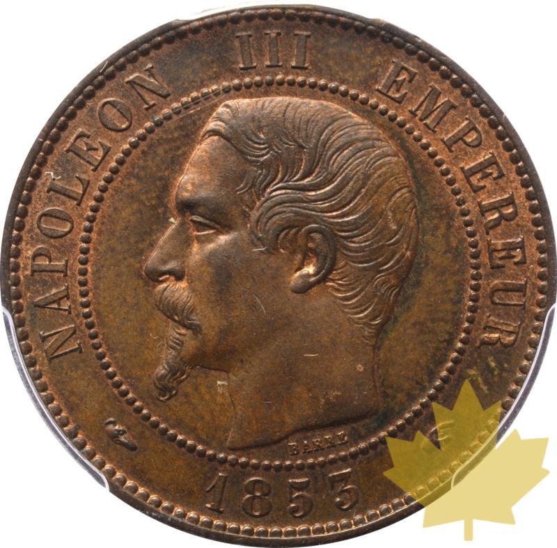 FRANCE-1853A-10 CENTIMES-NAPOLEON III-PCGS MS63RB - 20250528114958_FRANCE-1853A-10CENT-a.jpeg