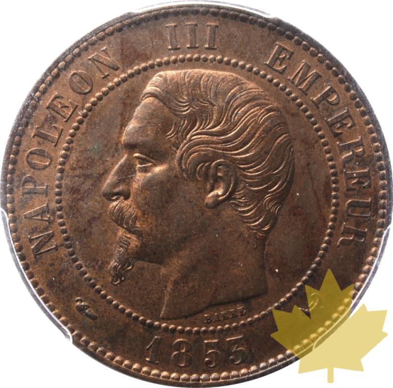 FRANCE-1853-10 CENTIMES-IIéme Empire-PCGS MS62RB - 20250528115113_10CENTIMES-SecondoImpero-a.jpeg