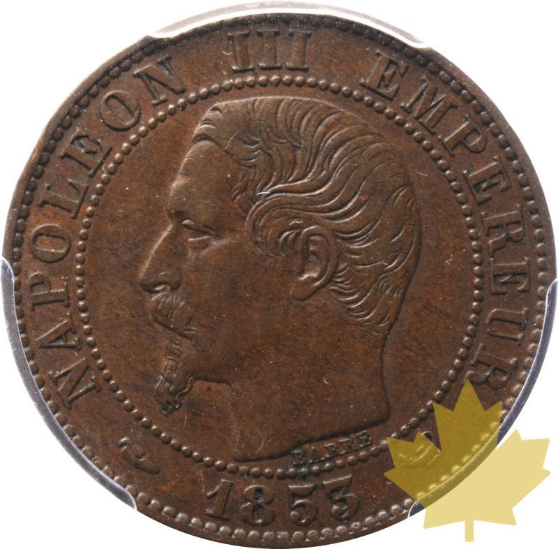 FRANCE-1853-5 CENTIMES-NAPOLEON III-PCGS XF45 - 20250528115645_FRANCE-1853-5CENTIMES-a.jpeg