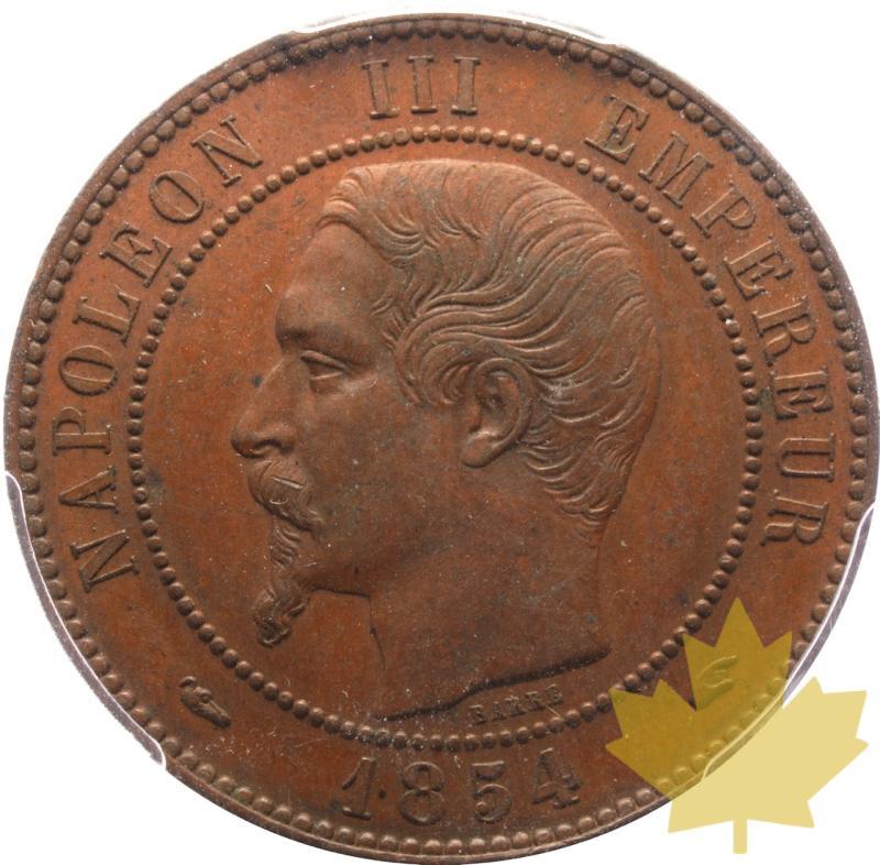 FRANCE-1854-10 CENTIMES-NAPOLEON III-PCGS AU58 - 20250602095117_FRANCE-1854-10CENTIMES-a.jpeg