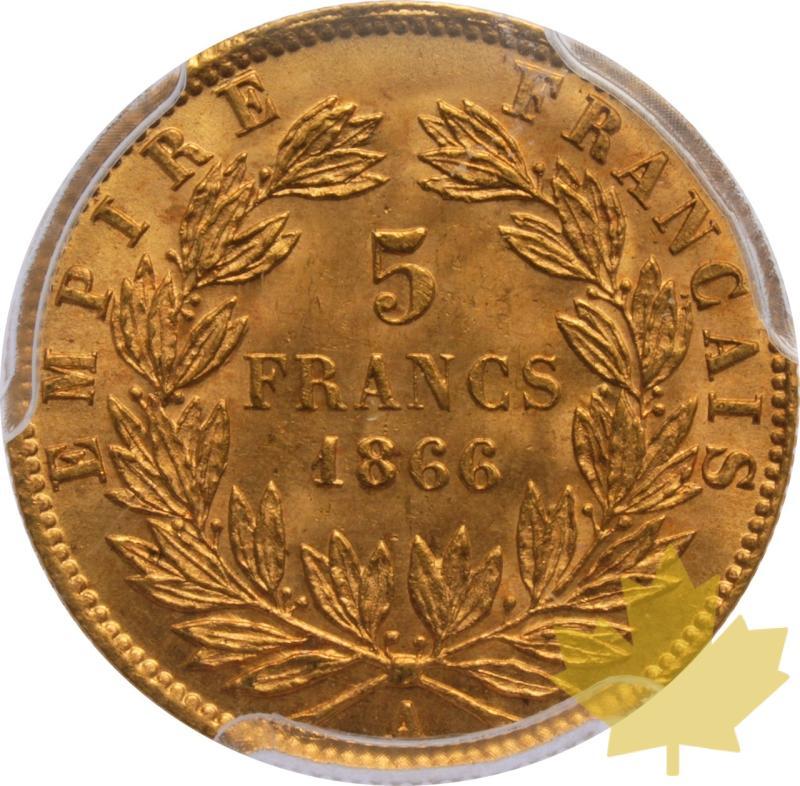 FRANCE-1866A-5 FRANCS-NAPOLEON III-PCGS MS63 rare - 20250602124252_FRANCE-1866A-5FRANCS-r.jpeg