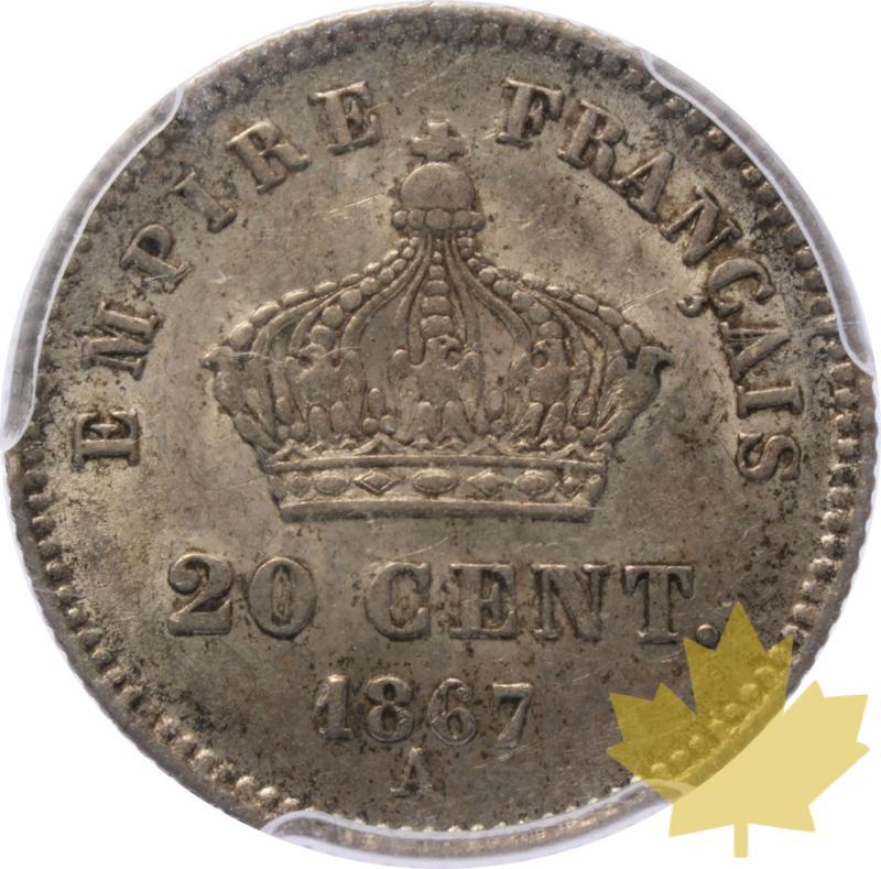 FRANCE-1867A-20 CENTIMES-NAPOLEON III-PCGS AU58 - 20250602125352_FRANCE-1867A-20CENT-r.jpeg