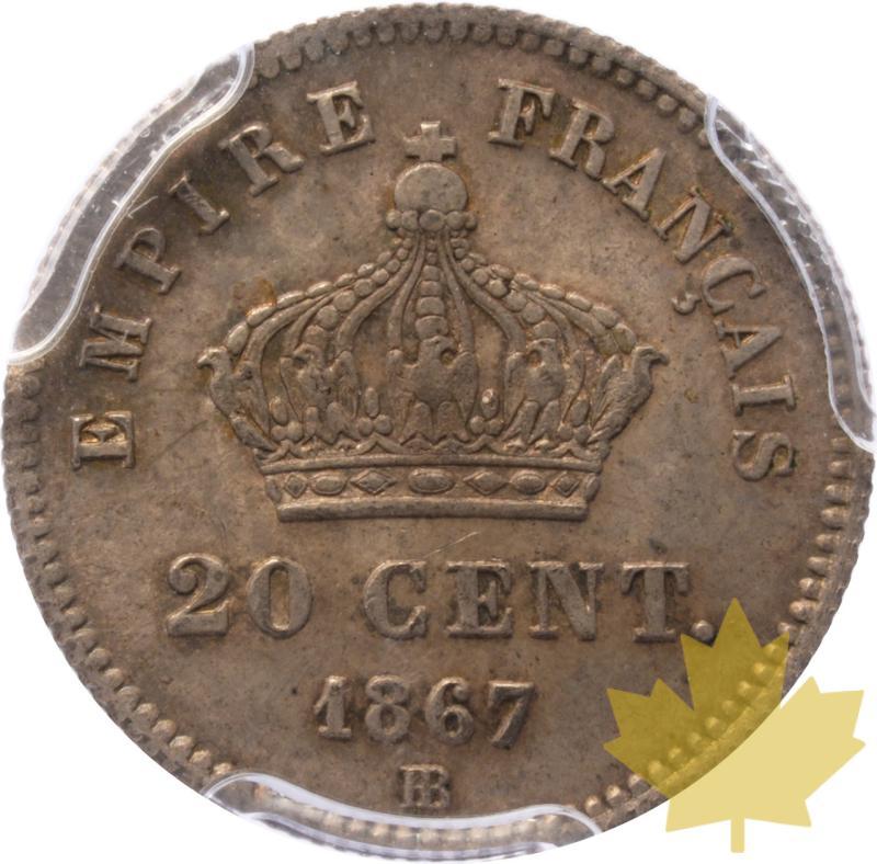 FRANCE-1867BB-20 CENTIMES-Napoleon III-PCGS MS66 - 20250602130034_FRANCE-1867BB-20CENTIM-r.jpeg