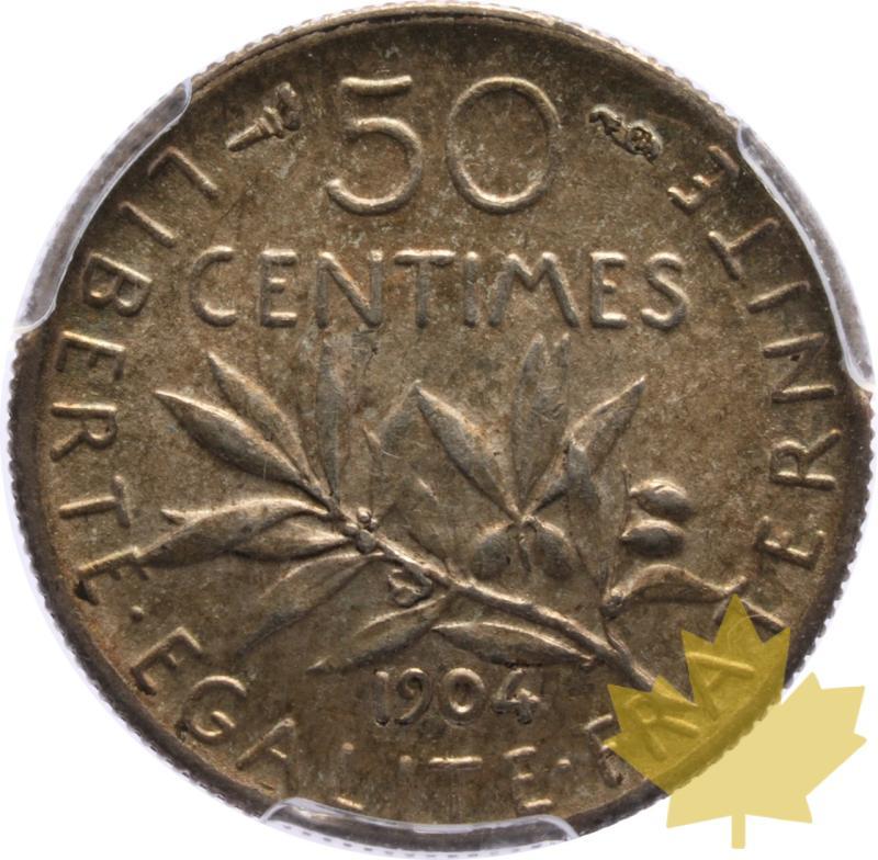 FRANCE-1904-50 CENTIMES Semeuse-PCGS MS62 - 20250602133755_FRANCE-1904-50CENTIMES-R.jpeg