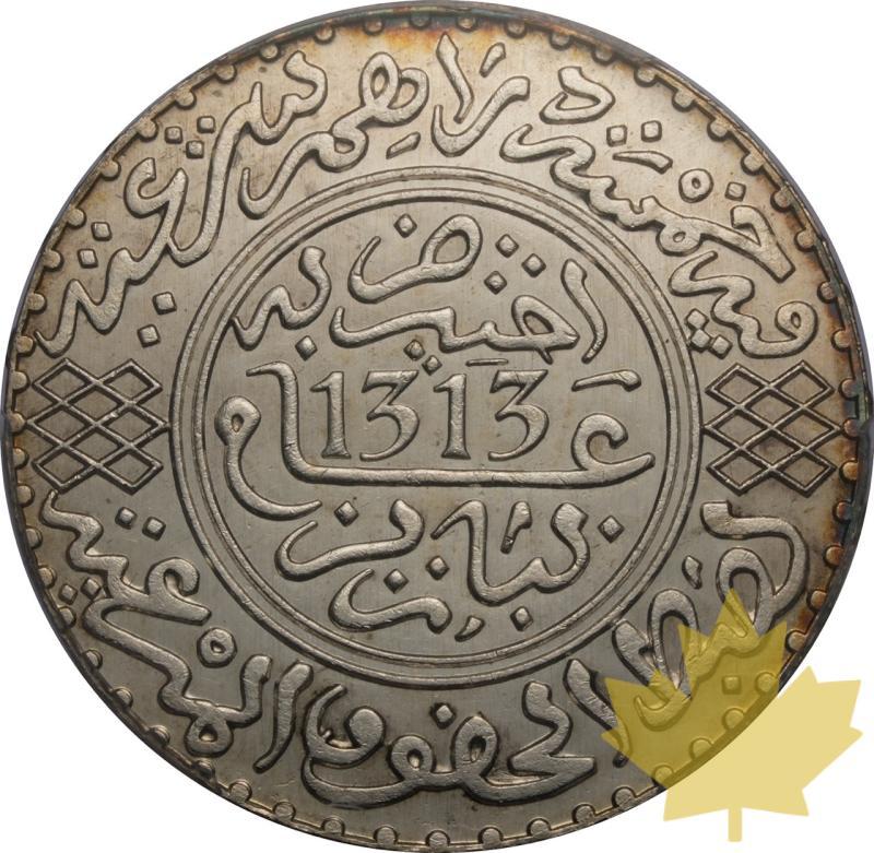 MOROCCO-AH1313 (1895)-5 Dirhams-PCGS MS63 - 20250603134834_MOROCCO-1895-5Dirhams-a.jpeg
