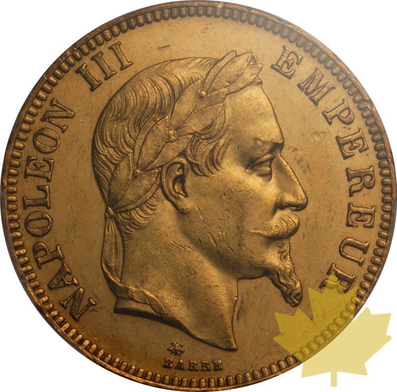 FRANCE-1869A-100 FRANCS-NAPOLEON III tête laurée-PCGS MS61 - 20250605111653_FRANCE-1869A-100FRANCS-a.jpeg