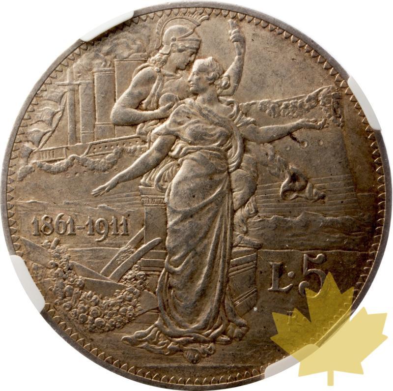 ITALIA-1911-5 Lire-Vittorio Emanuele III-NGC MS60 - 20250605140605_ITALIA-1911-5Lire-Vittorio-r.jpeg