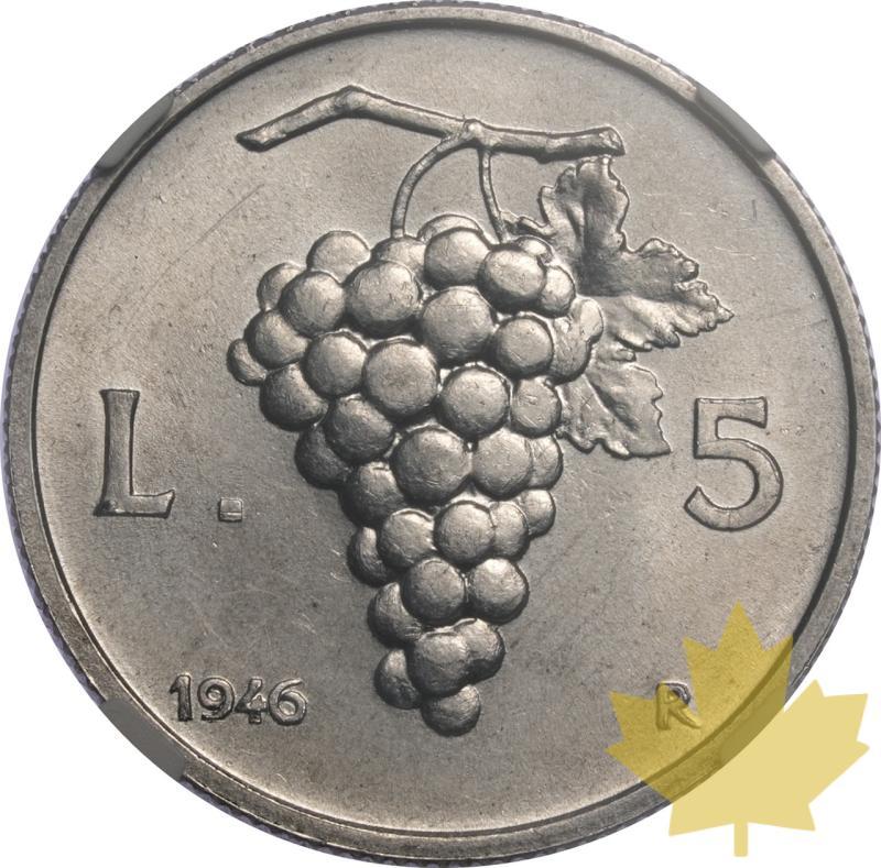 ITALIE-1946 R-5 LIRE ITALMA-NGC MS63 Rare - 20250605140715_ITALIA-1946R-5LIREIT-r.jpeg