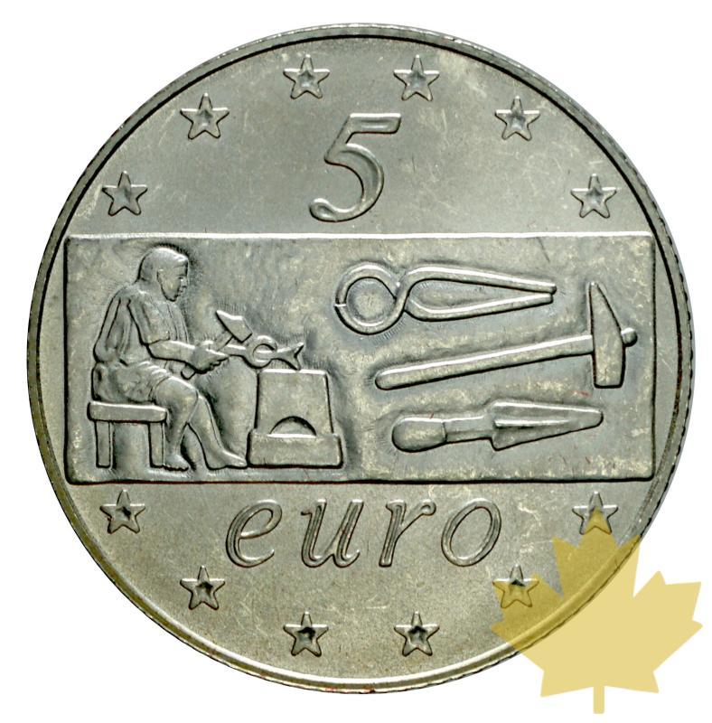 ITALIE-2003-5 EURO ARGENT-L'Europa del lavoro-FDC - 20160419140350_italie-5euro-2003-2.JPG