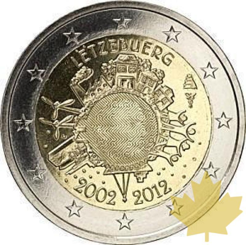 LUXEMBOURG-2012-2 EURO COMMEMORATIVE- 10 ans de Euro - Luxembourg-10--neuve-.jpg