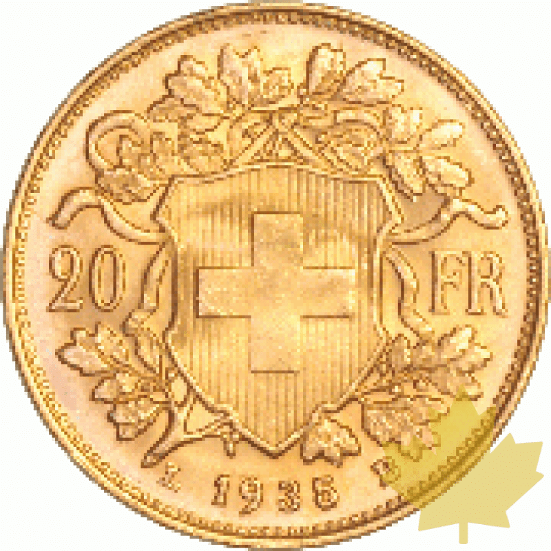 Suisse - 20 francs or Vreneli Croix - SUISSEB.gif