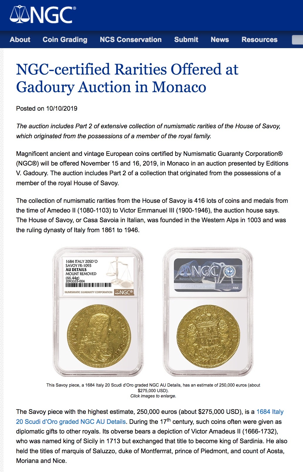 certified Rarities Offered at Gadoury Auction in Monaco